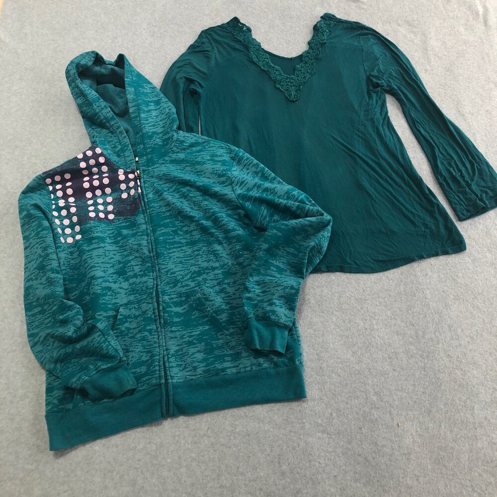 Mossimo Supply Co Hoodie XL Wmn's Sz: 2/14 Full Zip Emerald Green FREE Top New